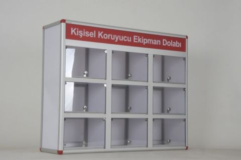 Kişisel Koruyucu Ekipman Dolabı 9 Gözlü