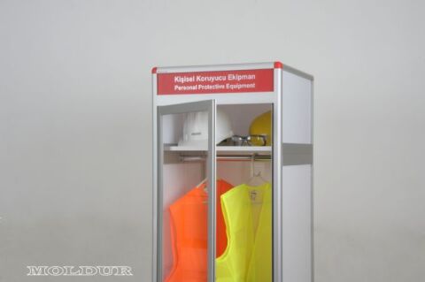 Askılıklı Manyetik Kapılı Kişisel Koruyucu Donanım Dolabı