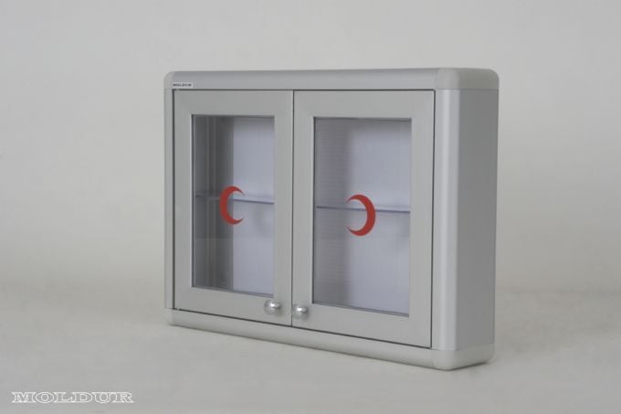 Ecza Dolabı Çift Kapı Şeffaf Pleksili