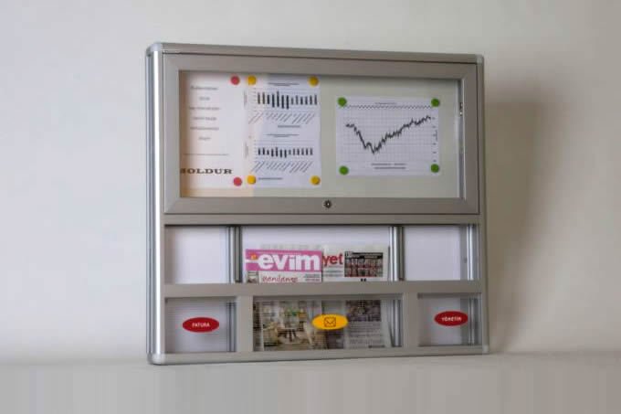 Gazetelikli Duyuru Panolu Ortak Posta Kutusu Set